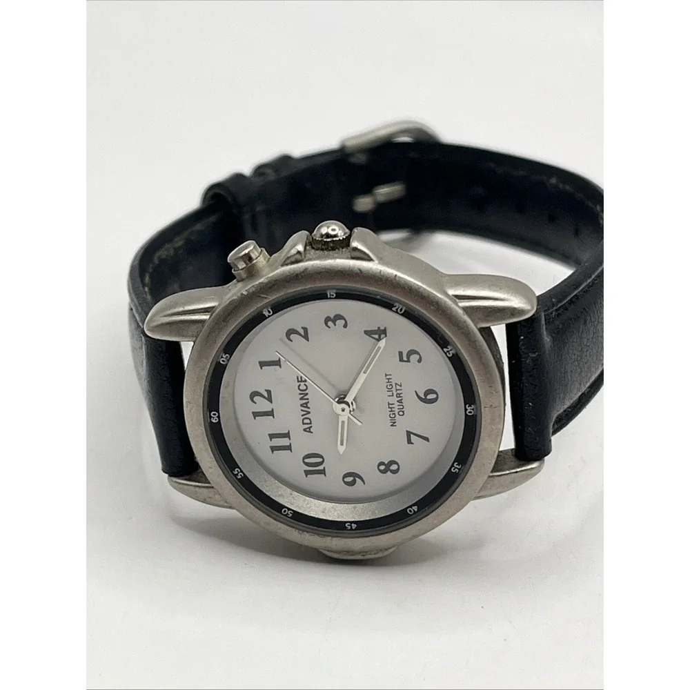 Advance Night Light Women's‎ Quartz Watch Black Leather Band- New Battery